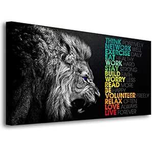 Animal Lion Canvas Wall Art Motivational Inspirational Quotes Picture ...