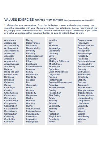 Rezultat imagine pentru Sample Core Values