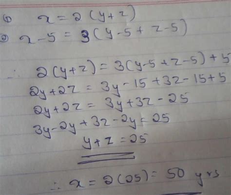 The age of a person is twice the sum of the ahes of his two sons and ...