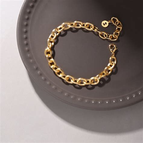 Accessorize London Women 14k Real Gold Plated Chunky Curb Chain Bracel ...
