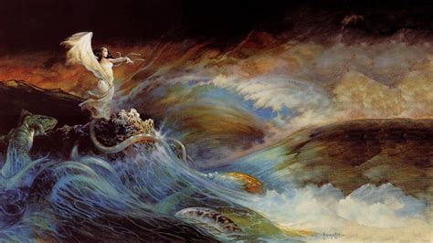 Artistic Waves: A Stunning HD Wallpaper by Frank Frazetta