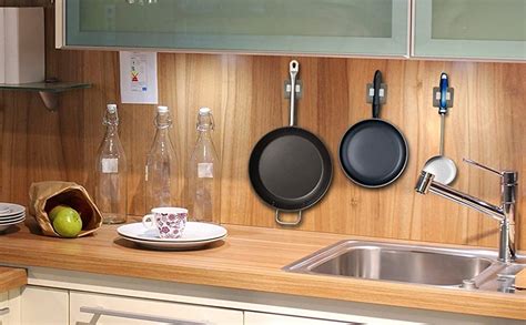 VIHAX Self Adhesive Mop Holder Wall Mounted Seamless Broom Hanger Clip ...