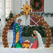 Image result for White Lighted Outdoor Nativity