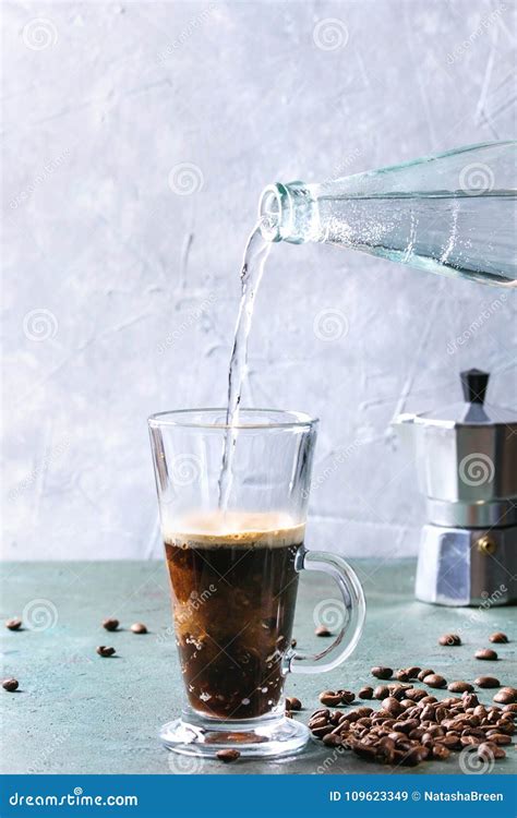 Coffee Espresso with Sparkling Water Stock Image - Image of drink ...
