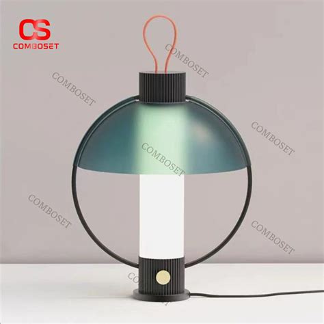 Đèn Bàn Lồng Tròn Chụp Xanh Phong Cách Bắc Âu Cho Bàn