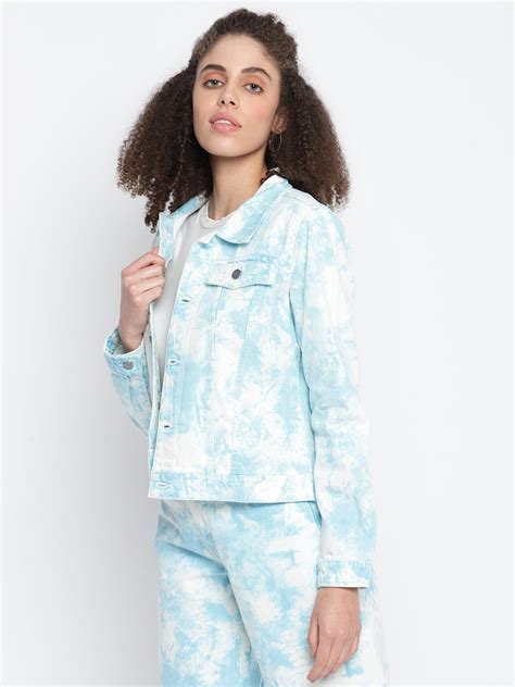 Women Sky Blue Denim Cotton Tie & Dye Jacket – Tales & Stories