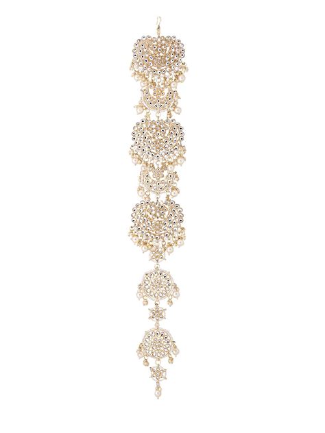 Buy Gold Toned Braid Vines: Kundan Studded Pearl Drop Choti – The ...