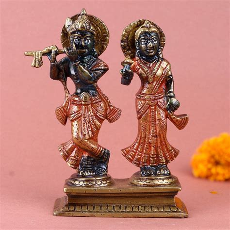 Buy 5.9 Inch Brass Radha Krishna Idol in India at Best Price - Zop by ...