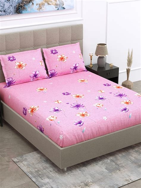 Dream Weaverz Attractive Flower Printed Double Bed Soft Cotton Bedsheet ...