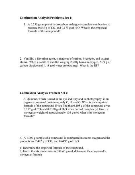 Image result for Combustion Example Problem