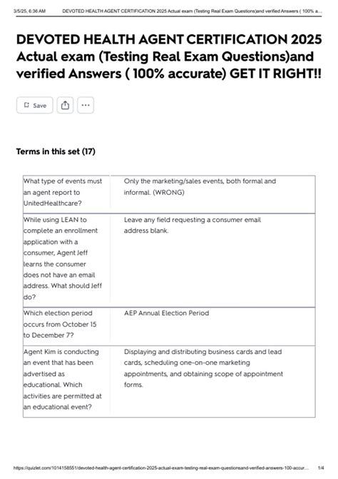 DEVOTED HEALTH AGENT CERTIFICATION 2025 Actual exam (Testing Real Exam ...