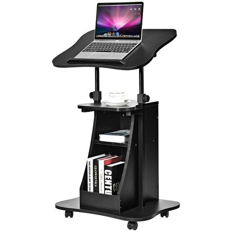 Lhone Sit To Stand Rolling Laptop Cart Height Adjustable Portable ...