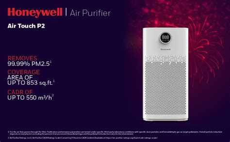 Honeywell Air Touch P2 Indoor Air Purifier. Anti-Bacterial, H13 HEPA ...