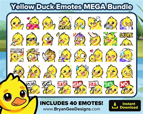 Yellow Duck Twitch Emotes MEGA Bundle for Streaming, Youtube Emotes, Discord Emotes, Kick Emotes ...