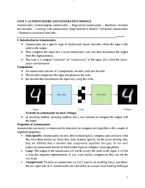 Deep Learning - AD3501 - Notes - Unit 5 - Autoencoders and Generative ...
