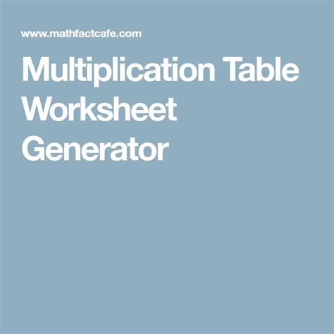Times Table Worksheet Generator 的图像结果