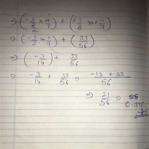 (-3/8×4/7)+(-3/8×-11/7) - Brainly.in