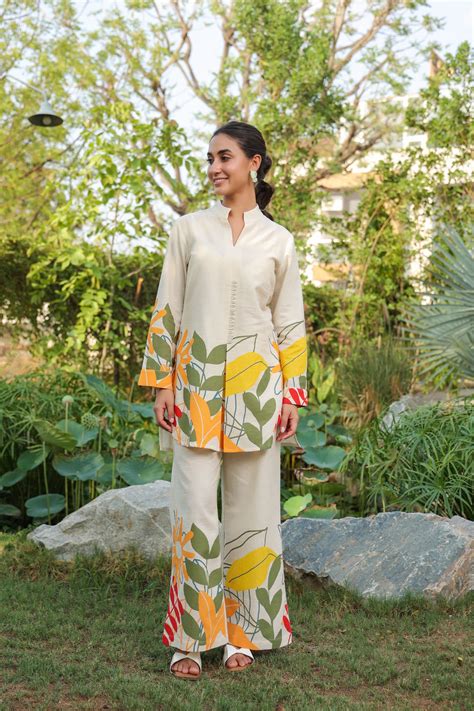 Summer Bloom White Cotton Flex Co-ord Set