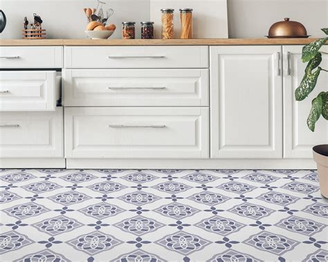 Stained Glass Pattern Vinyl Flooring, Purple Linoleum in Roll, White ...