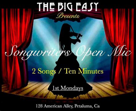 CANCELED/ LABOR DAY. Songwriters Open Mic @ The Big Easy, 128 American ...
