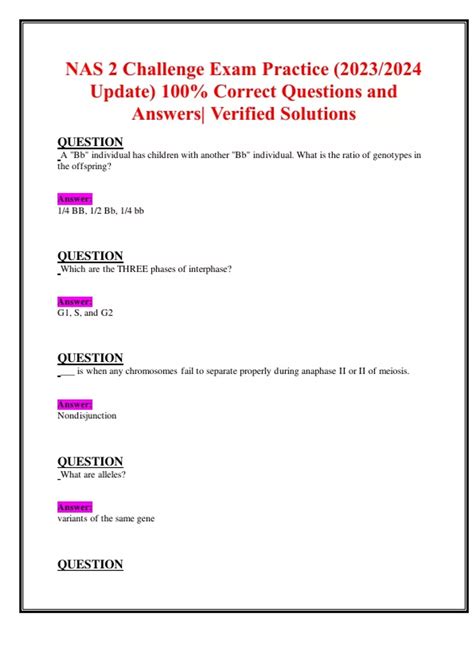 NAS 2 Challenge Exam Practice (2023/2024 Update) 100% Correct Questions ...