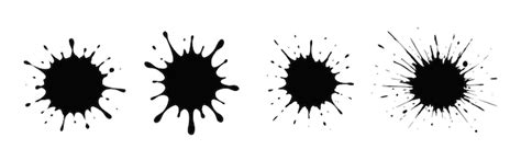 Set of black ink splatter shapes with drip effects in grunge vector ...