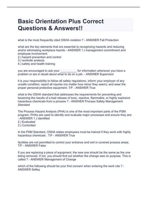 Image result for Basic Orientation Plus Test Questions