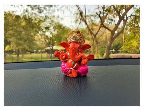 Buy AFTERSTITCH Sindoori Ganesh Ji Ki Murti Orange Lord Ganesha Idols ...