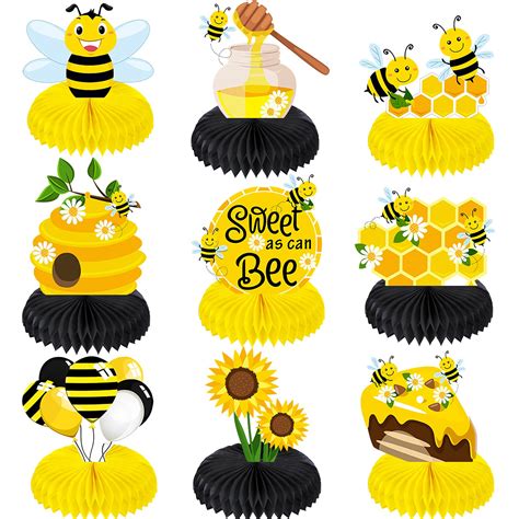 Buy 9 Pieces Bee Baby Centerpiece Bumble Honeycomb Centerpieces ...