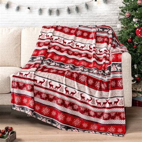 PAVILIA Christmas Throw Blanket | Holiday Christmas Reindeer Snowflakes ...