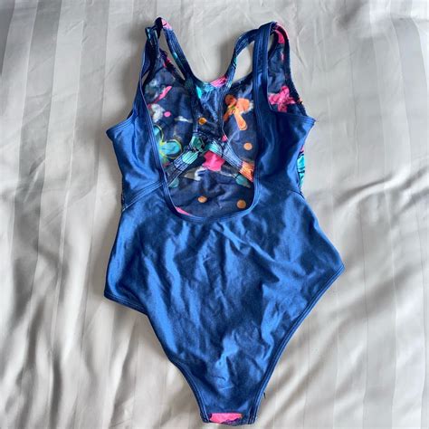 Blue floral swimming costume. Never worn by myself.... - Depop