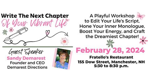 Write the Next Chapter of Your Vibrant Life, Fratellos Manchester, 28 ...