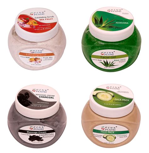 PINK PLUMS Cucumber Face Pack | Charcoal Massage Cream | Aloevera ...