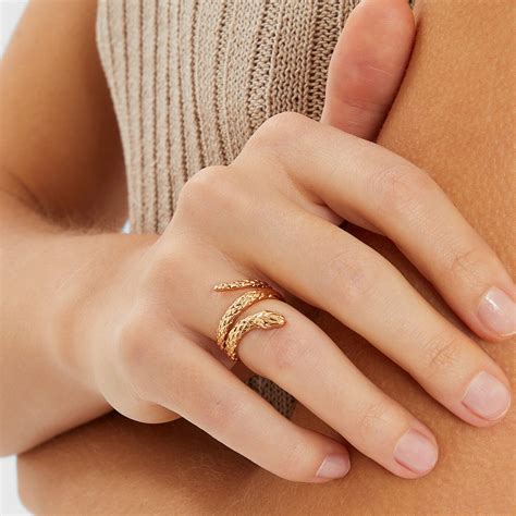 Gold Snake Wrap Ring-Large - Accessorize India