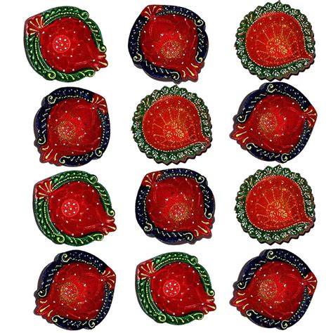 Buy DakshCraft Handmade Hand Painted Colorful Diwali Diya Online at Low ...