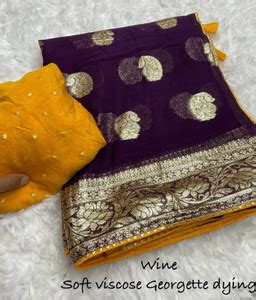 Buy Gaj kesari Printed Bollywood Georgette Purple, Yellow Sarees Online ...