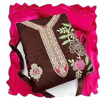 Buy Maroosh Glass Cotton Heavy Multi Embrodiery Work With Fancy Border ...