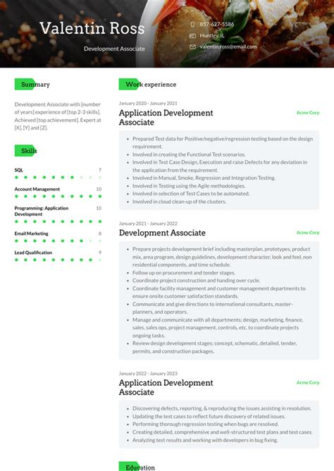 Development Associate Resume Examples 的图像结果