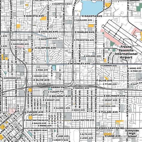 Fresno Map Print, Street Names Fresno Print, Printable Map of Fresno ...