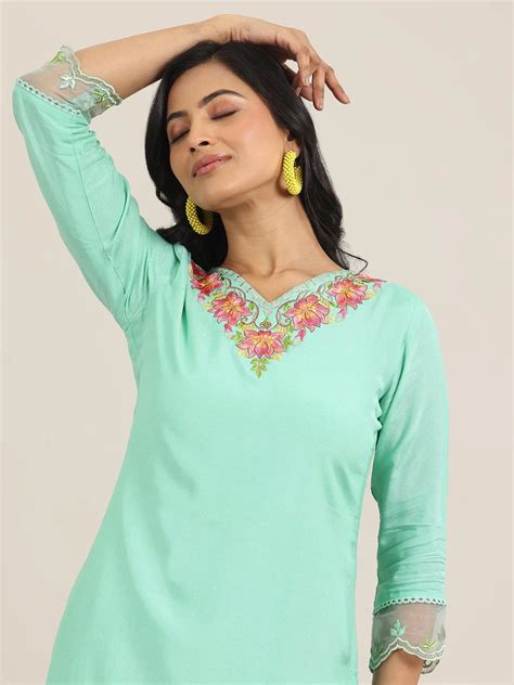 Buy Sea Green Yoke Design Muslin Straight Suit With Dupatta Online at ...