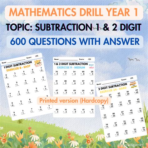 HP2 - Hardcopy Year 1 Primary Subtraction Tahun 1 Tolak Latih Tubi ...