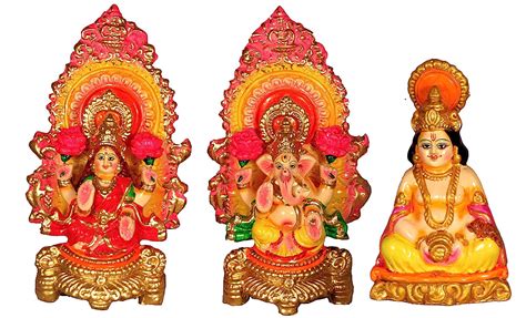 Buy Suninow Terracotta Laxmi Ganesh Statue with kuber ji, Lakshmi ...
