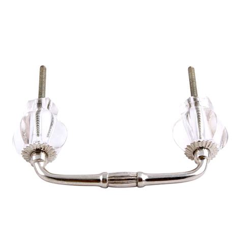 Clear Hexagon Cut Glass Bridge Handle