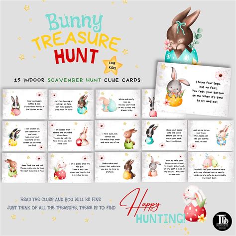 Easter bunny treasure hunt indoor printable scavenger hunt for kids ...
