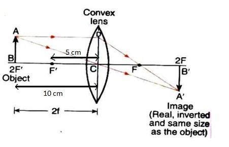 (a) An object is placed 10 cm from a lens of focal length 5 cm. Draw ...