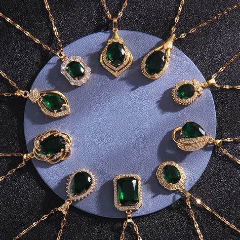 Titanium Steel Emerald Necklace – The Elite Gallery - by Viexta