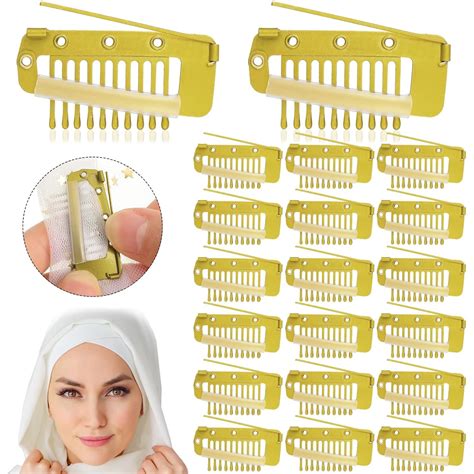 ADRONISH 4 Pcs Chunni Clips with Safety Pins 10 Teeth Wig Clips Strong ...