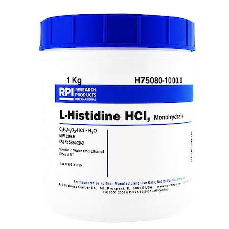 Rpi L-Histidine HCL Monohydrate, 1Kg H75080-1000.0 | Zoro