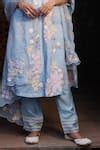Buy Blue Organza Sequins, Cut Work, Zari, Celestial Floral Applique ...