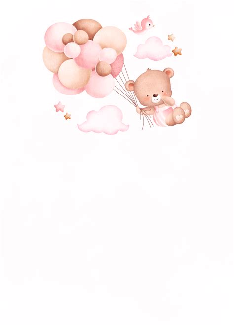 Customize Teddy Bear And Balloon | Plantillas para baby shower ...